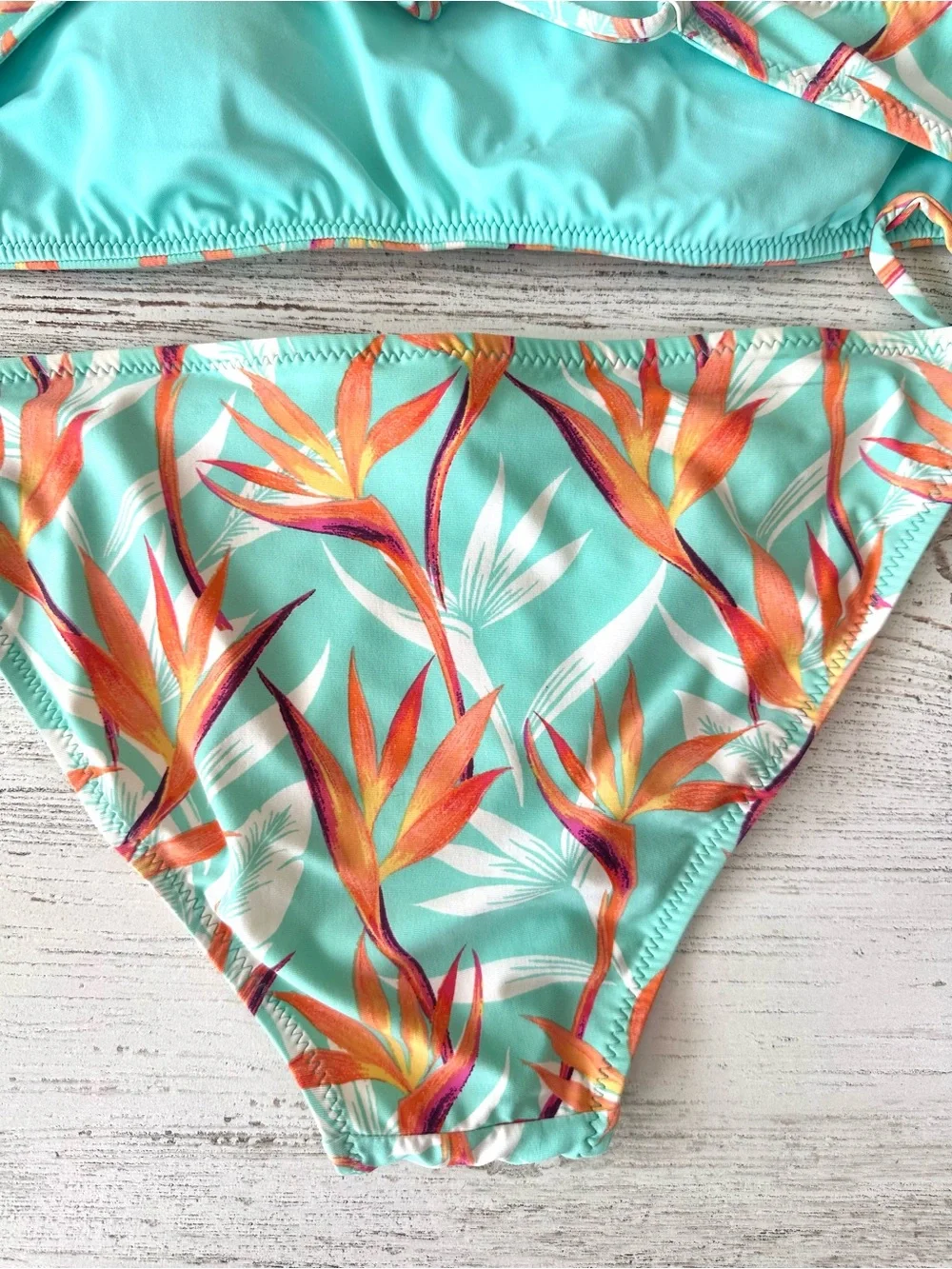 HELEN JON High Neck Halter String Bikini Set L Tropical Botanical